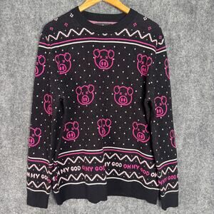 Shane‎ Dawson Killer Pig Sweater Mens XL Black Pink Oh My God Crewneck Novelty